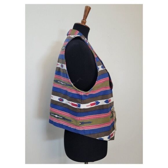 Vintage 1990s Southwest Denim Vest - Picture 2 of 5